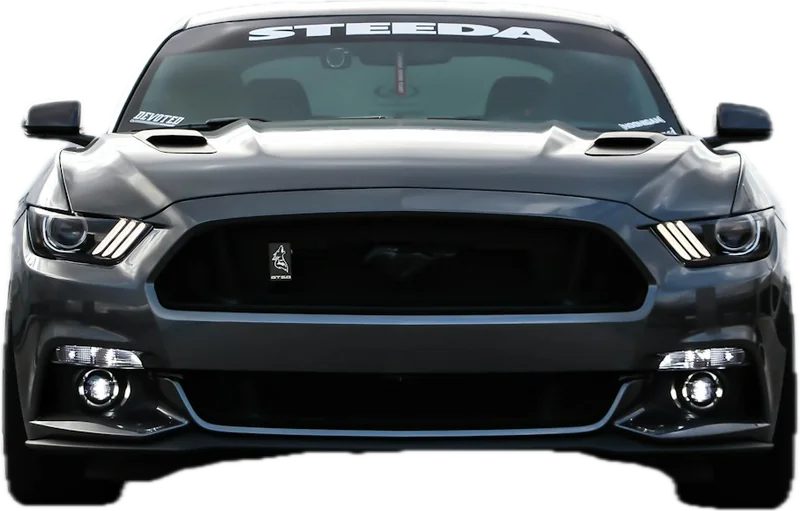 Muscle car cinza de frente